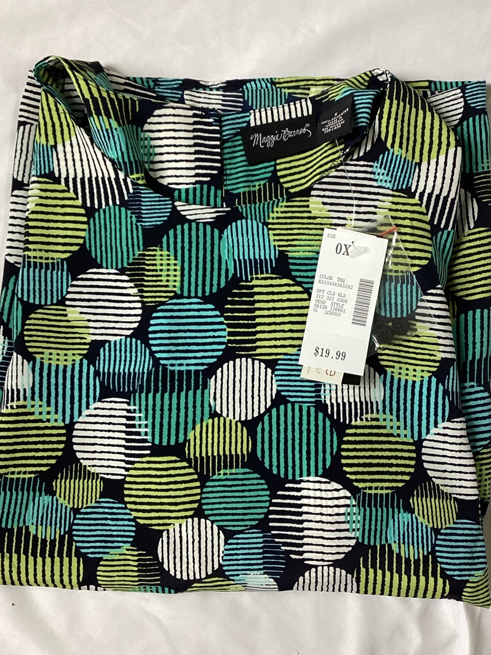 Maggie Barnes Ladies Polyester Short Sleeve Top Size OX NWT